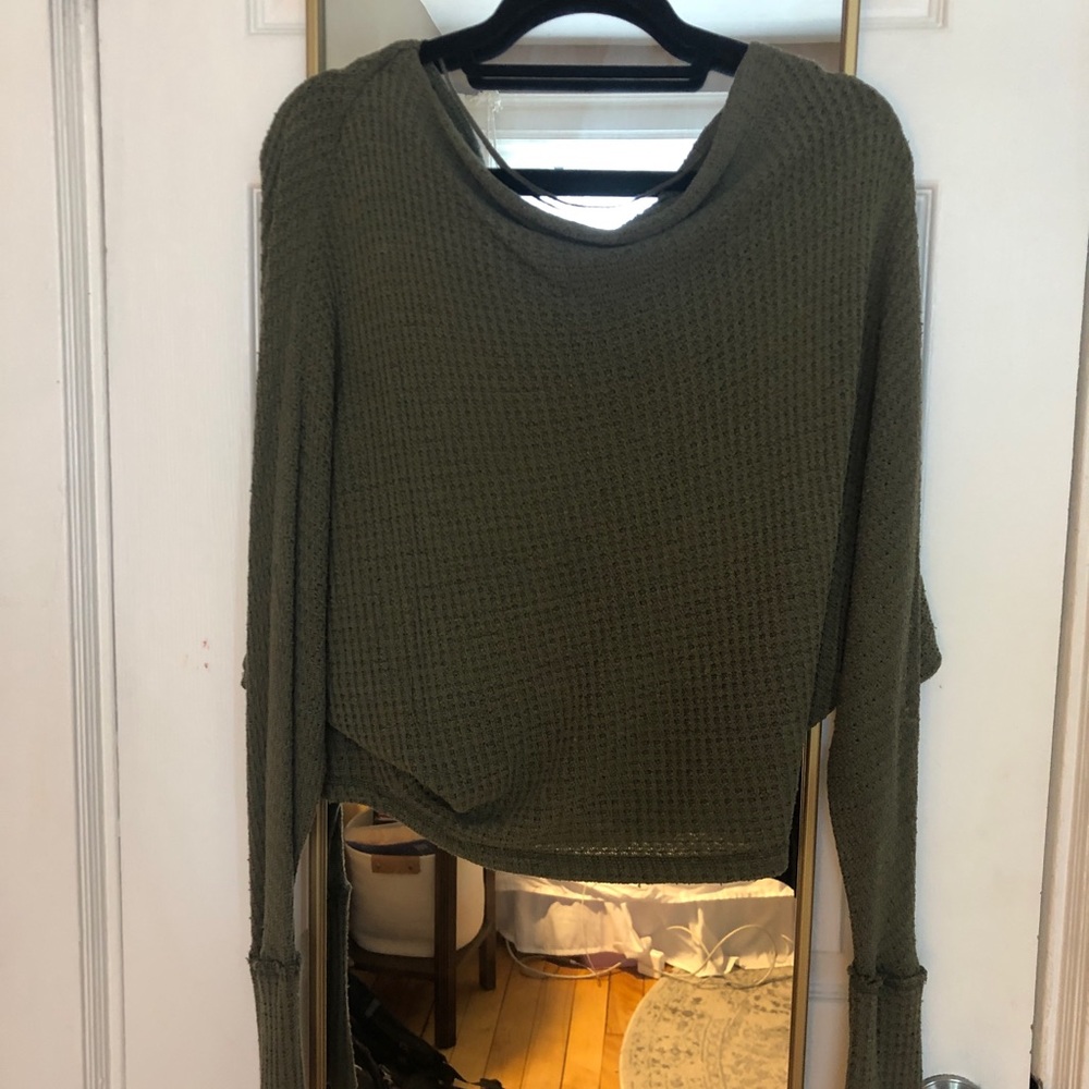 Free people green cropped sweater